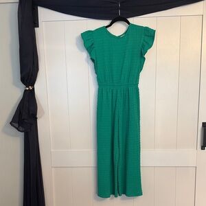 Charming Teal Ruffle Sleeve Jumpsuit